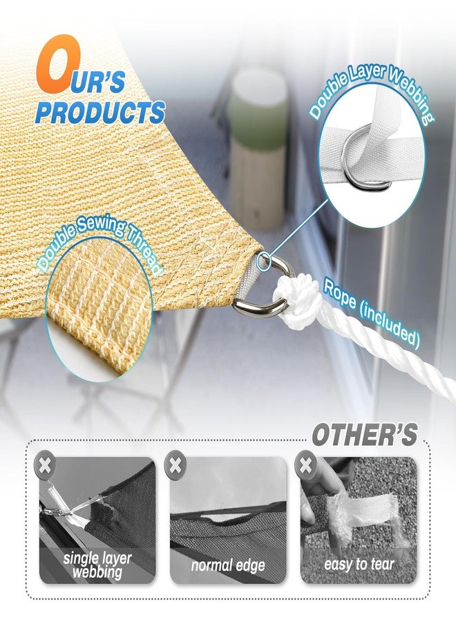 TANG 6' x 6' x 6' Sun Shade Sail Triangle Shade Canopy Patio Cover UV Block Permeable Cloth Fabric for Pergola Backyard Porch Deck Garden Carport Awning Outdoor Activity, Beige - Image 3